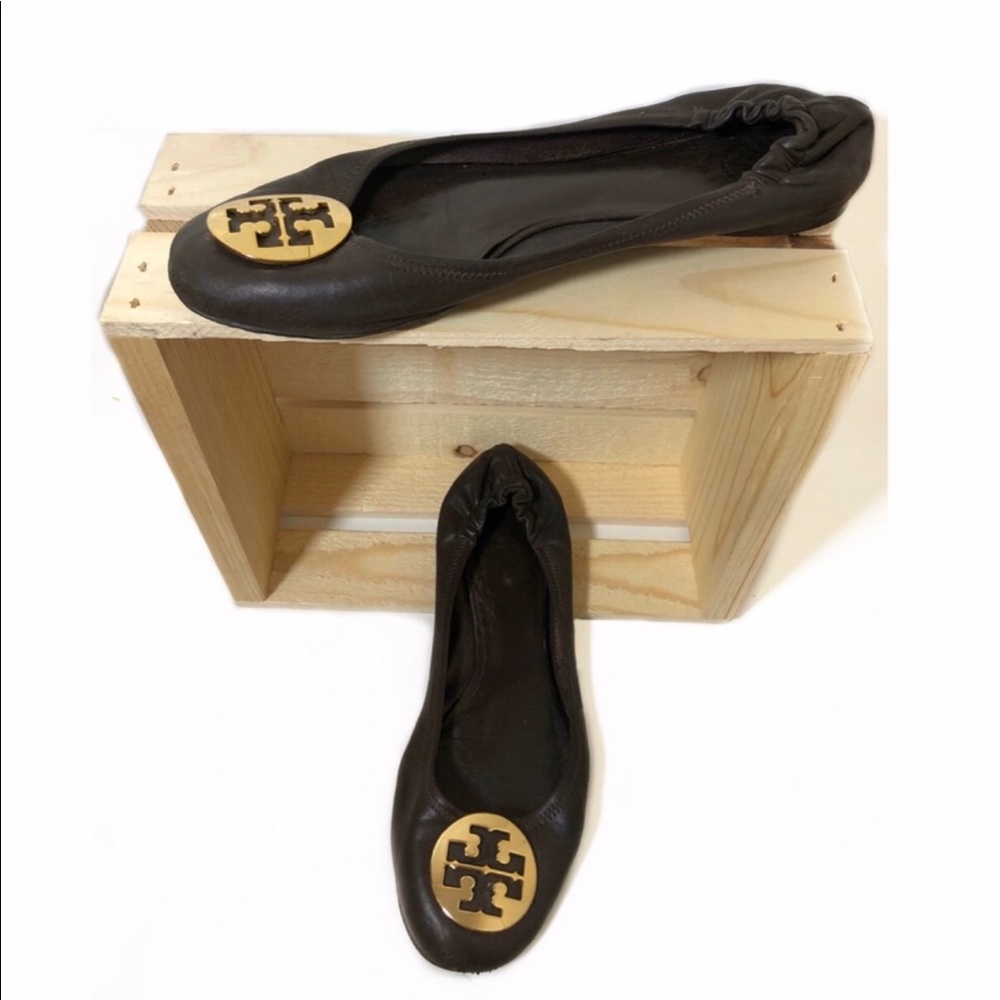 Tory Burch Reva Brown Ballet Flats